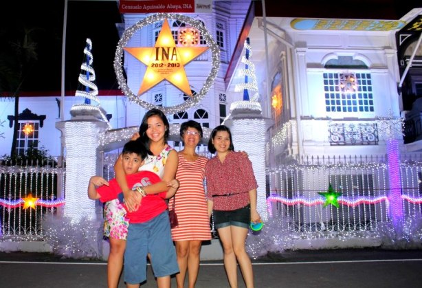 Infront of the Aguinaldo Shrine with my nephew Ezboy, my mom and my sister-in-law.