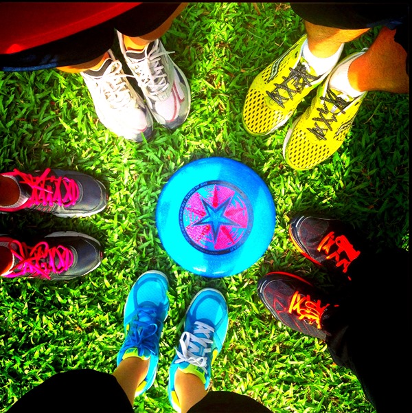 Frisbee with our colorful shoes! Can you guess which one is mine?